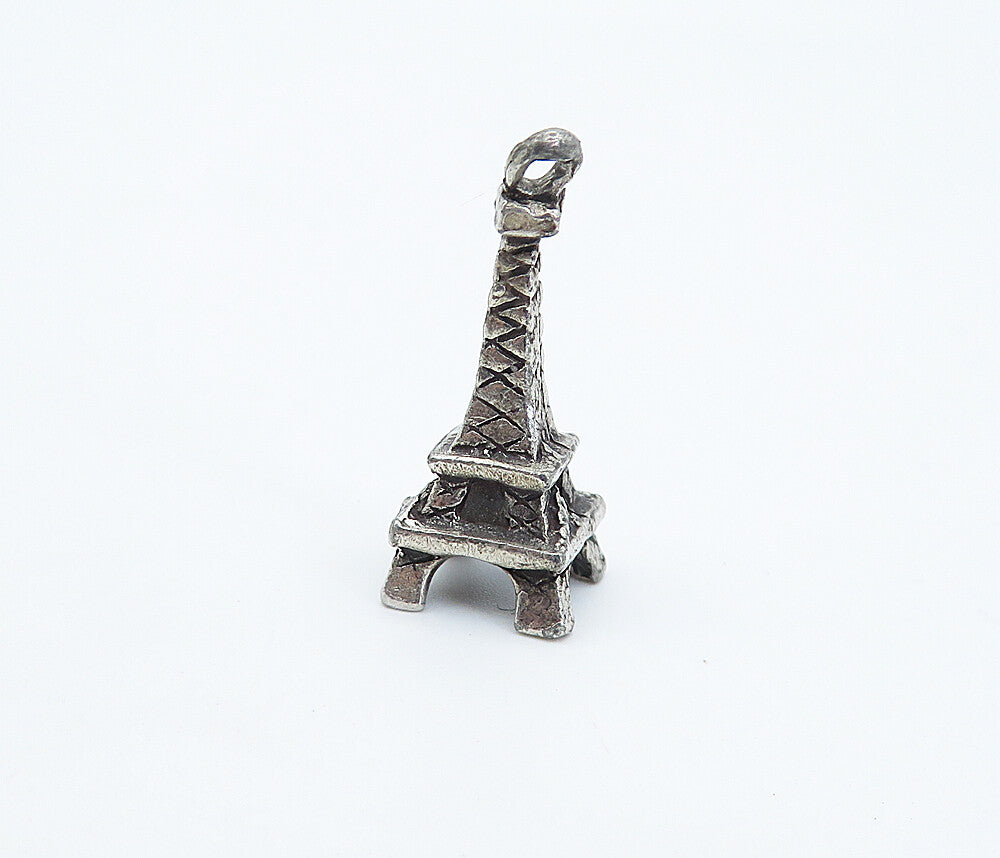 925 Sterling Silver  Vintage Petite Dark Tone Eiffel Tower Pendant  PT4902