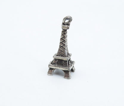 925 Sterling Silver  Vintage Petite Dark Tone Eiffel Tower Pendant  PT4902