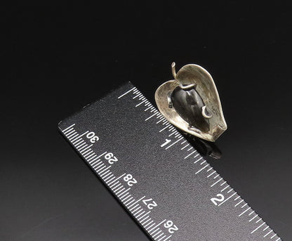 MEXICO 925 Silver  Vintage Modernist Obsidian Screw Back Earrings  EG12143