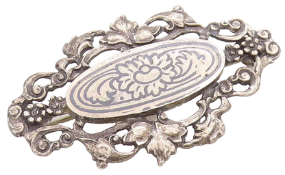 925 Sterling Silver Vintage Brooch Engraved Ornate Rose Floral Blossom  BP11893