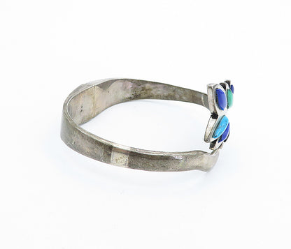 TAXCO MEXICO 925 Silver  Vintage Lapis Lazuli Turquoise & Onyx Bracelet BT2017