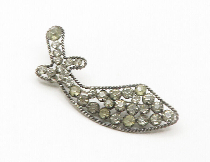 925 Sterling Silver  Vintage Topaz Cluster Sword Motif Brooch Pin  BP6654