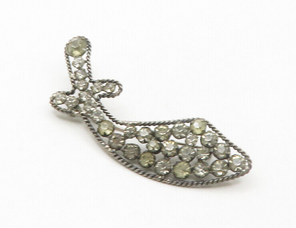 925 Sterling Silver  Vintage Topaz Cluster Sword Motif Brooch Pin  BP6654