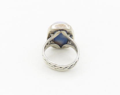 925 Sterling Silver  Vintage Rainbow Druzy Stone Cocktail Ring Sz 7  RG18014