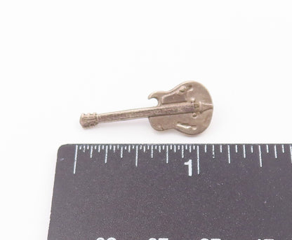 925 Sterling Silver  Vintage Petite Electric Guitar Dark Tone Pendant  PT16788