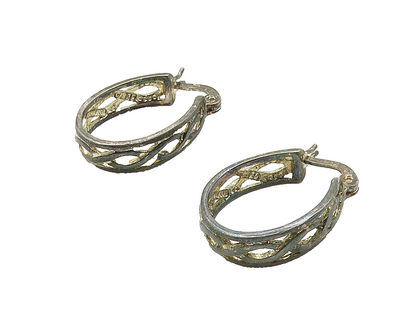 925 Sterling Silver  Vintage Open Infinity Swirl UShape Hoop Earrings  EG8270