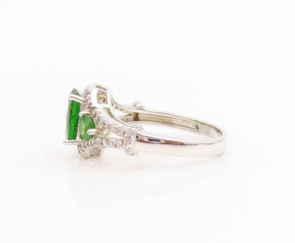 925 Sterling Silver Vintage Ring Sparkling CZ Halo Statement Band  Sz 6  RG33847