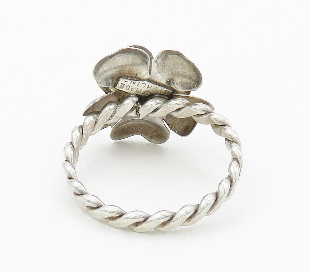 925 Sterling Silver  Vintage Large Handmade Flower Cocktail Ring Sz 16 RG15869