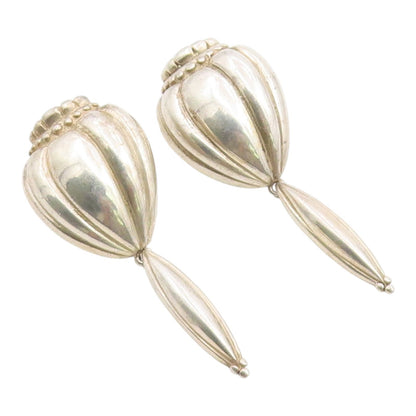 925 Sterling Silver Vintage Earrings Modernist Fluted Hot Air Balloon  EG14421
