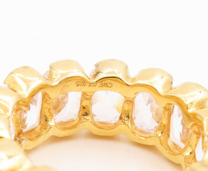925 Sterling Silver Vintage Ring Gold Plated CZ Eternity Band  Sz 7  RG35014
