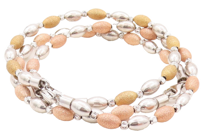 925 Sterling Silver Vintage Bracelet Solid Sparkly Beaded Bands Set  BT10923
