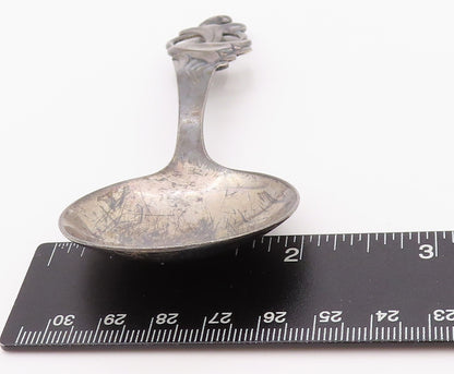 925 Sterling Silver Vintage Soup Spoon NORWAY Dark Tone Floral Carved End TR3906