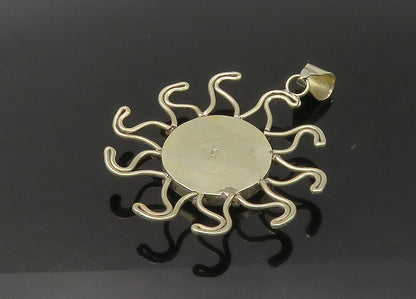 925 Sterling Silver  Vintage Inlaid Sodalite Shining Sun Motif Pendant PT18352