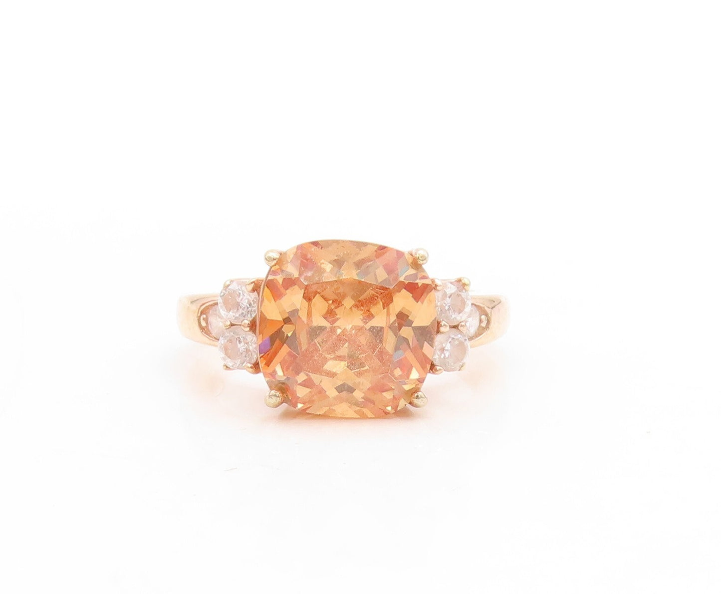 925 Sterling Silver Vintage Ring Rose Gold Plated Morganite CZ  Sz 7  RG31568