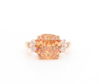 925 Sterling Silver Vintage Ring Rose Gold Plated Morganite CZ  Sz 7  RG31568