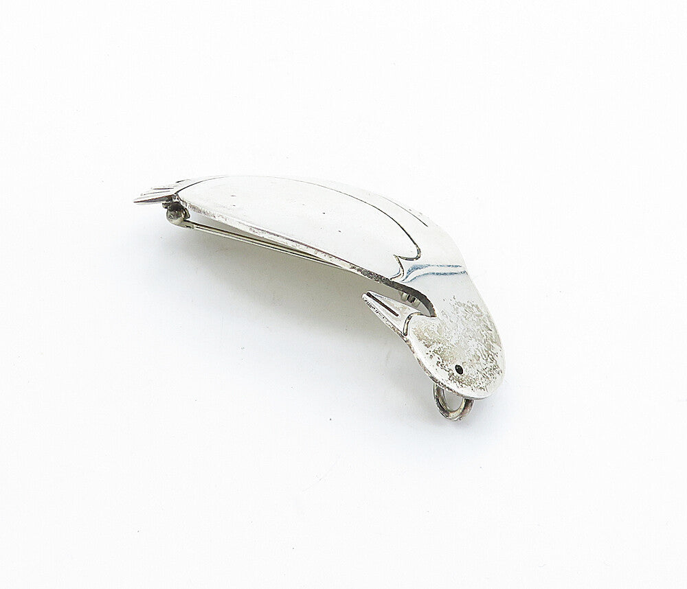 MEXICO 925 Sterling Silver  Vintage Shiny Etched Penguin Brooch Pin  BP2644