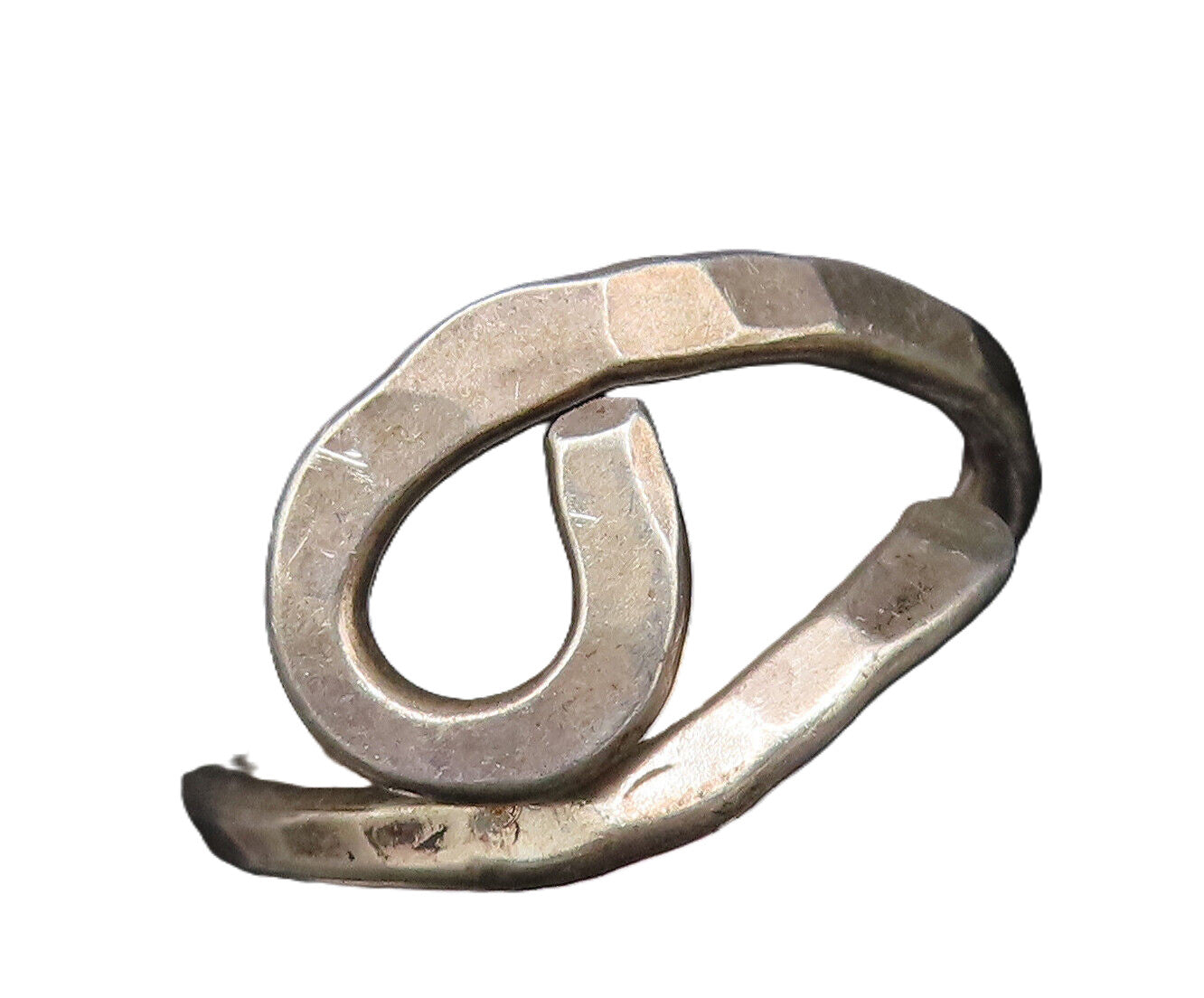 925 Silver  Vintage Hammered Spiral Swirl Adjustable Wrap Ring Sz 8  RG25977