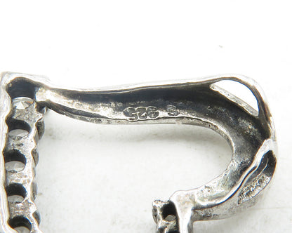 925 Sterling Silver  Vintage Cubic Zirconia Open Love Heart Pendant  PT9564