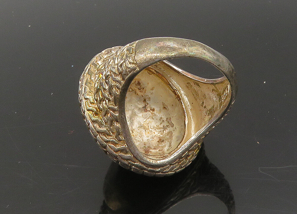 925 Sterling Silver  Vintage Rustic Round Dome Band Ring Sz 7  RG23195