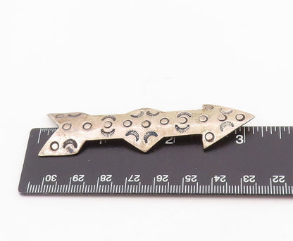 925 Sterling Silver Vintage Brooch Pin Etched Celestial Tribal Arrow  BP12332