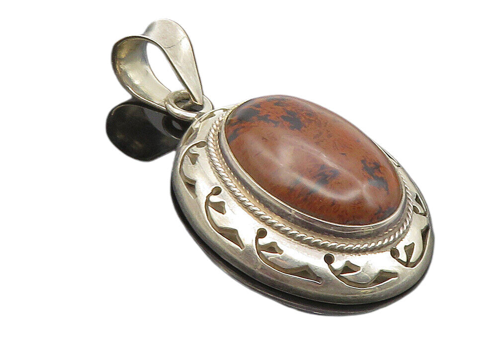 CII MEXICO 925 Sterling Silver  Vintage Cabochon Jasper Drop Pendant  PT7760