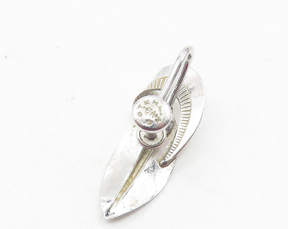 CARLART 925 Silver  Vintage Modernist Floral Leaf Non Pierce Earrings  EG6132