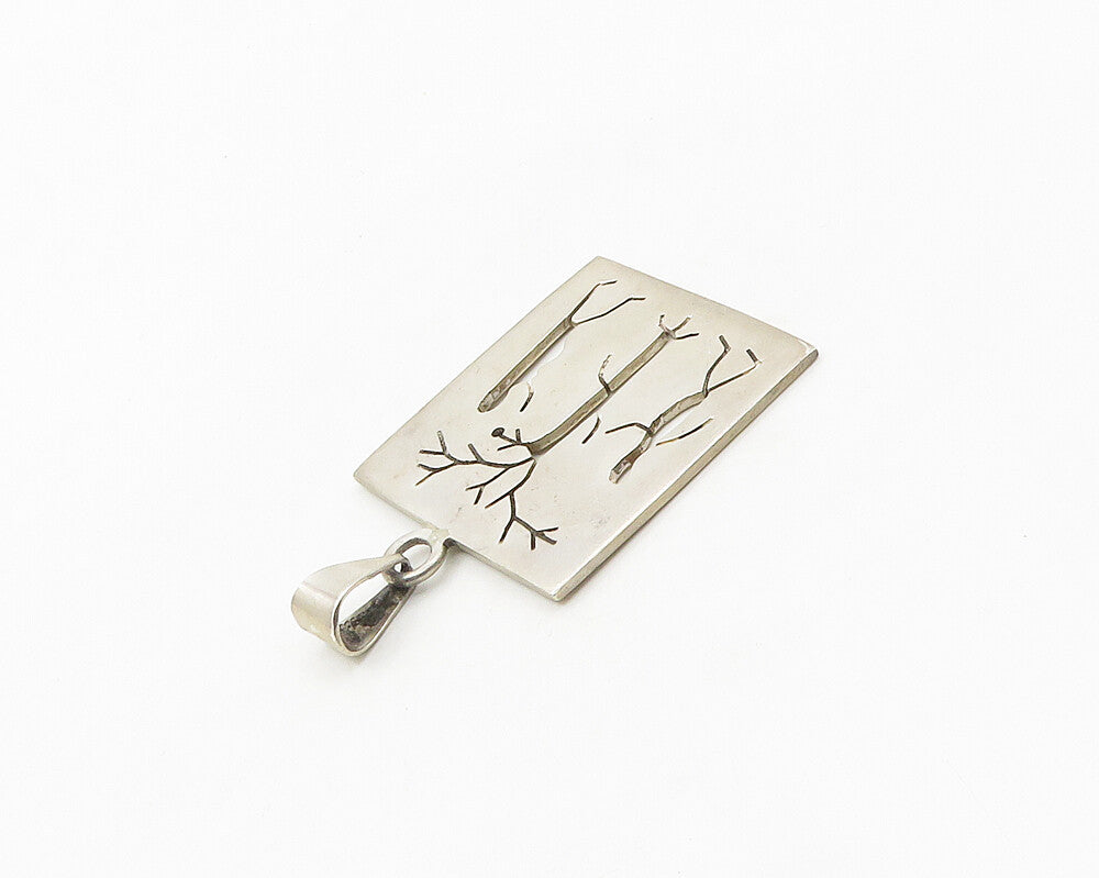 925 Sterling Silver  Vintage Adam & Eve Apple Scene Cutout Pendant  PT14418