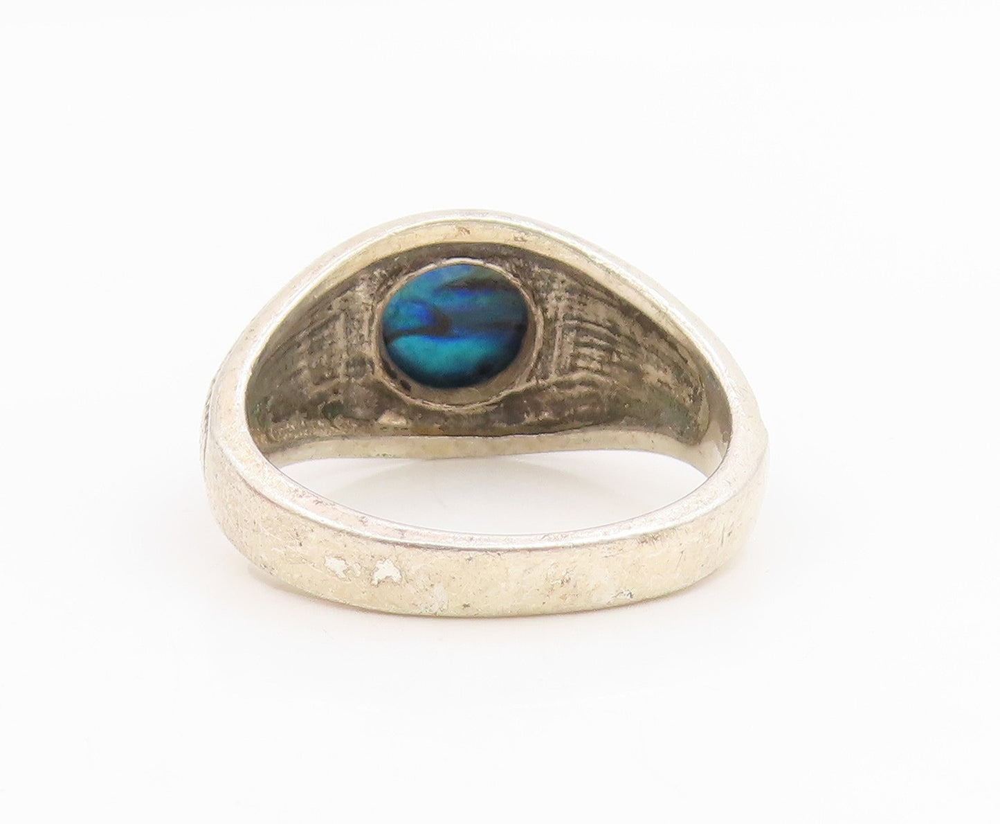 925 Sterling Silver Vintage Ring WHEELER Round Eilat Stone Band  Sz 10  RG34860