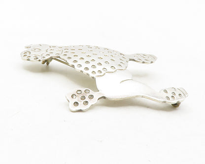 MEXICO 925 Sterling Silver  Vintage Shiny Dotted Poodle Brooch Pin  BP4504
