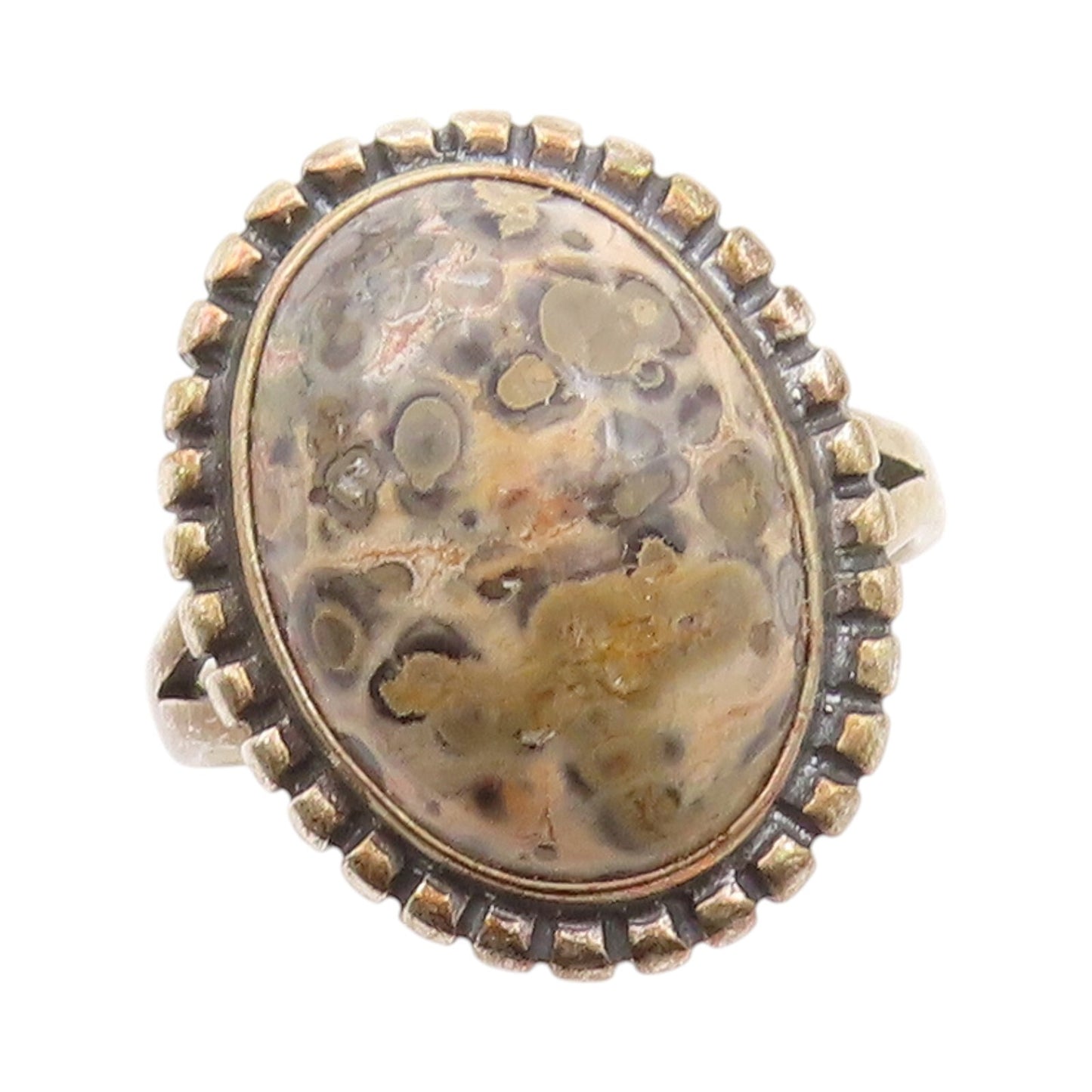 925 Sterling Silver Vintage Ring Gold Plated Cabochon Gemstone  SZ 10.5  RG32130
