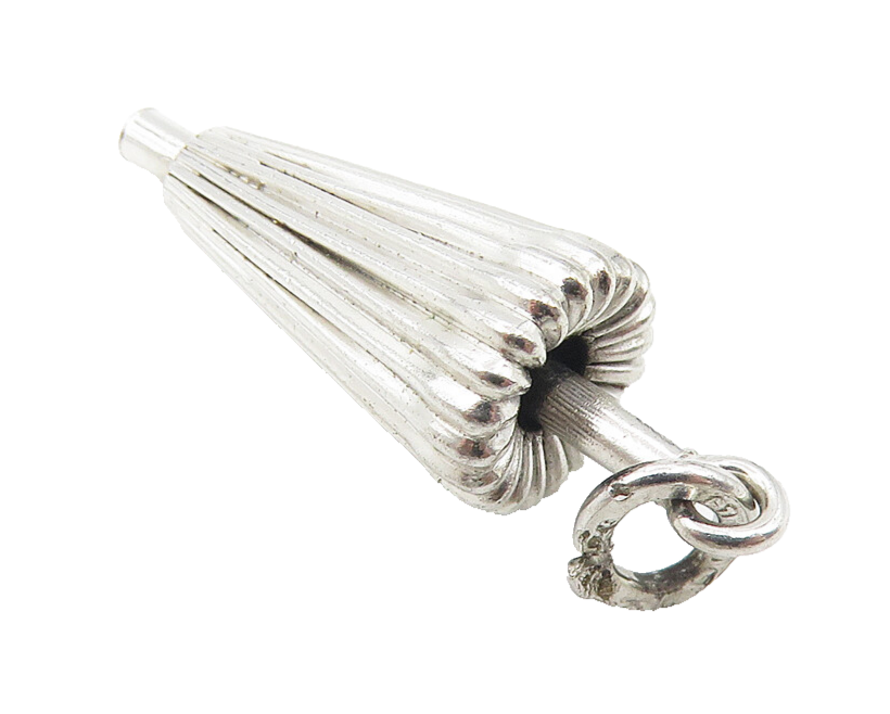 925 Sterling Silver  Vintage Petite Shiny Closed Umbrella Motif Pendant PT8905