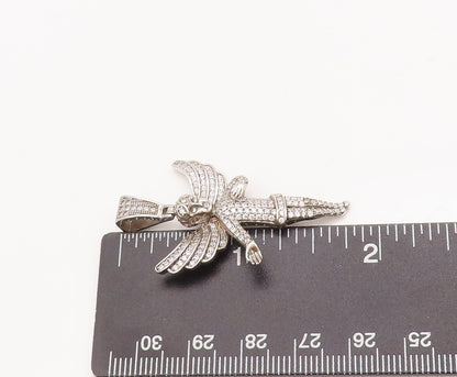 925 Sterling Silver Vintage Pendant Topaz Beaded Carved Flying Fairy  PT22990