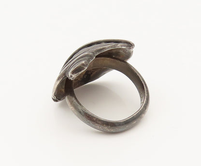 925 Sterling Silver  Vintage Spiral Shield Dome Ring Sz 6.75  RG26414