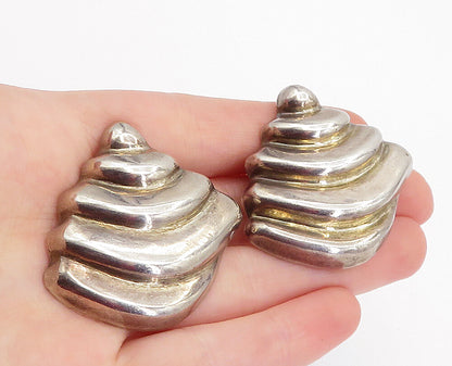 MEXICO 925 Sterling Silver  Vintage Hollow Design Non Pierce Earrings  EG2366