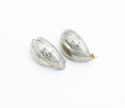 925 Sterling Silver  Vintage Dark Tone Pointed Curved Drop Earrings  EG2273