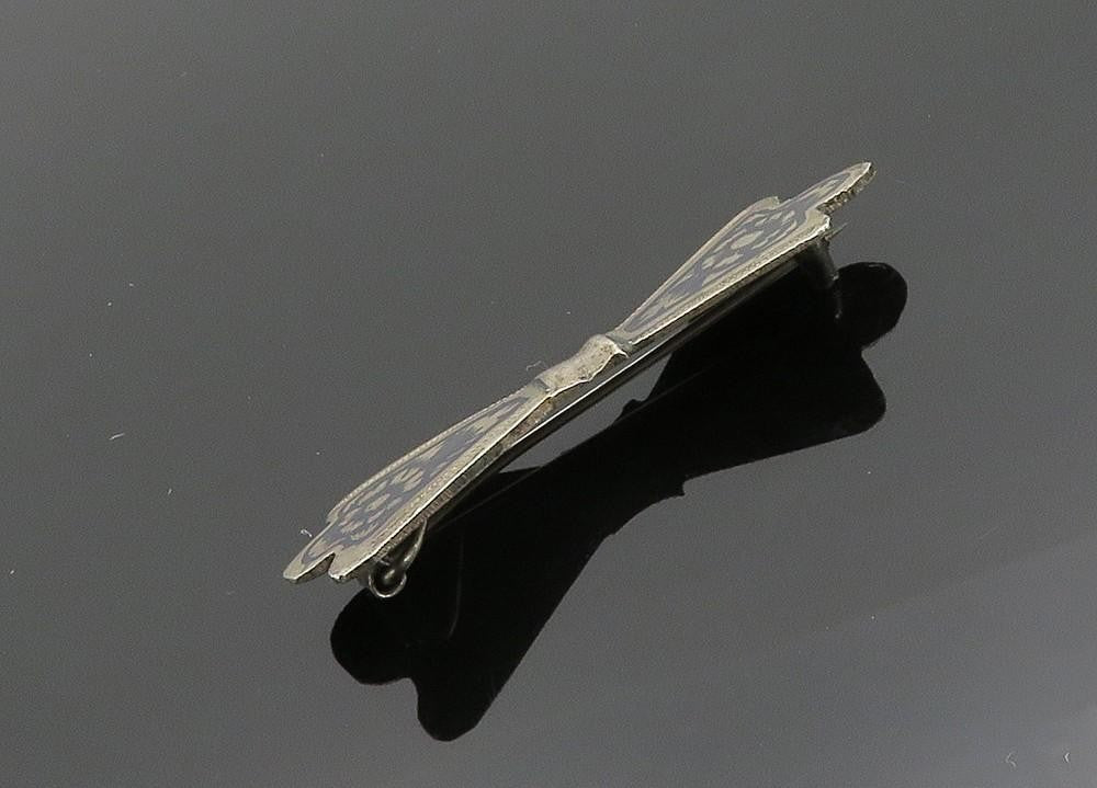 925 Sterling Silver Vintage Brooch Pin EAST EUROPE Antique Floral Bow  BP12535