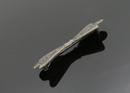 925 Sterling Silver Vintage Brooch Pin EAST EUROPE Antique Floral Bow  BP12535