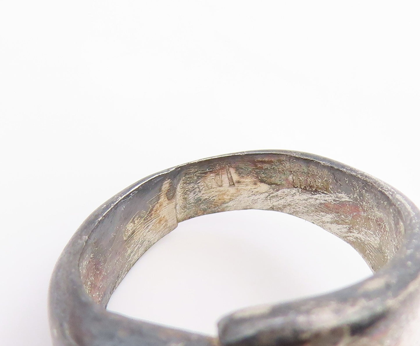 925 Sterling Silver Vintage Ring Modernist Ribbed Step Design  Sz 5  RG35602