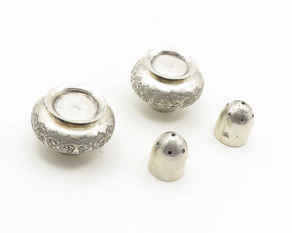 925 Sterling Silver  Vintage Floral Vine Etched Salt & Pepper Shakers  TR1723