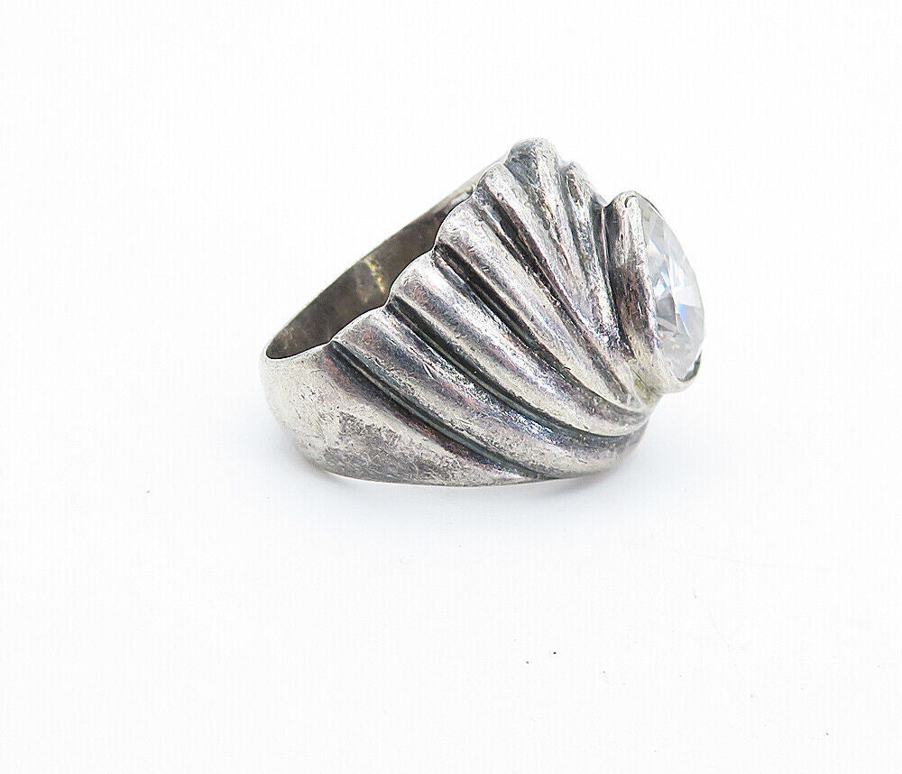 925 Sterling Silver  Vintage Cubic Zirconia Cocktail Ring Sz 5.5  RG7257