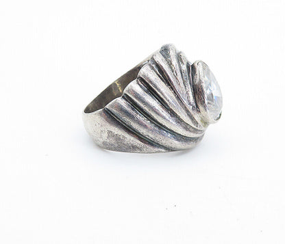 925 Sterling Silver  Vintage Cubic Zirconia Cocktail Ring Sz 5.5  RG7257
