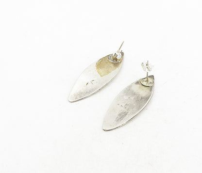 NAVAJO 925 Silver  Vintage Kokopelli Dancer Etched Oval Drop Earrings  EG4504