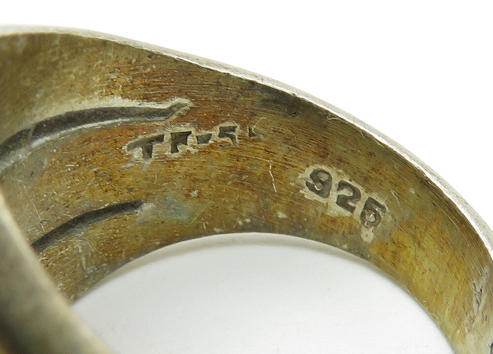 MEXICO 925 Sterling Silver  Vintage Dark Tone Split Band Ring Sz 9  RG10482