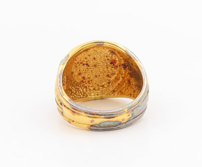 925 Sterling Silver Vintage Ring Gold Plated Enameled Eagle Band  Sz 14  RG34221