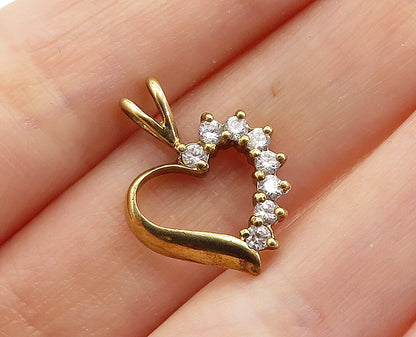 925 Sterling Silver Vintage Topaz Gold Plated Open Love Heart Pendant PT4848