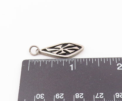 925 Sterling Silver  Vintage Oxidized Two Tone Design Drop Pendant  PT16330