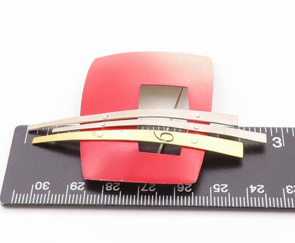 22k Gold 925 Sterling Silver Vintage Brooch PFUELB Enameled Designer  BP11607