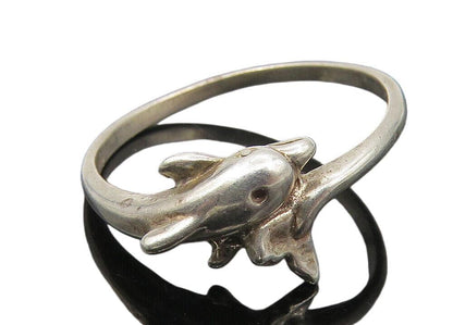 SILVER CLOUD 925 Sterling Silver  Vintage Dolphin Bypass Ring Sz 7  RG11507