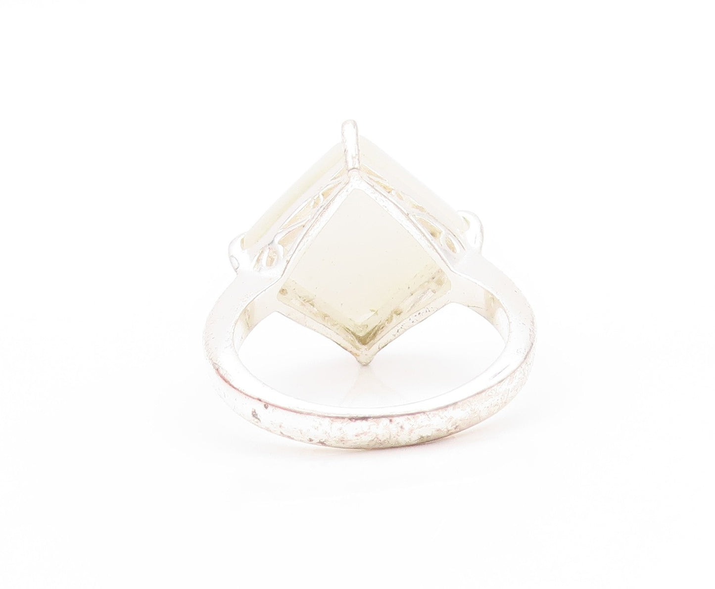 925 Sterling Silver Vintage Ring Minimalist Square Cut Cat's Eye  Sz 7  RG32986