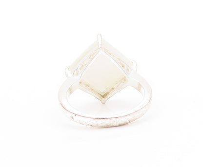 925 Sterling Silver Vintage Ring Minimalist Square Cut Cat's Eye  Sz 7  RG32986